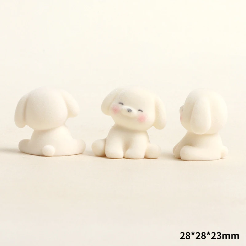 Mini Cartoon Dog Figurine Velvet 3d Flocking Dog Figurine Small Dog Ornament Cartoon Resin Puppy Decoration For Gift Desktop