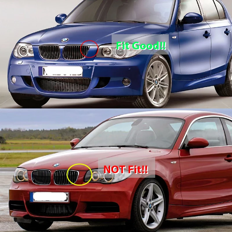 Front Bumper Kindey M Style Grille for BMW 1 Series E81 E82 E88 E87 2004-2011 Double Slat Gloss Black Grill Cover Exterior Part