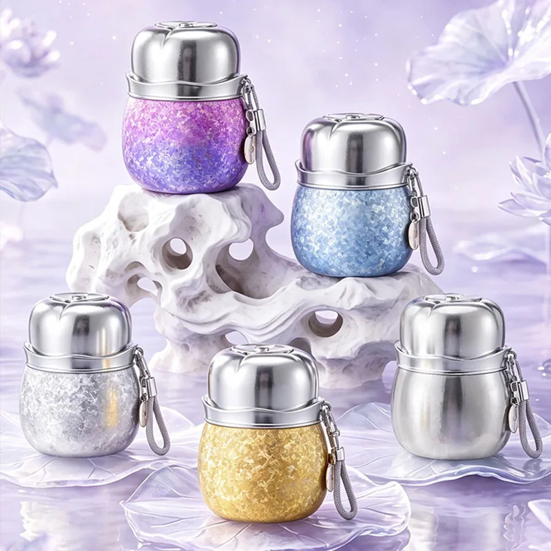 300ml Women's Pure Titanium Thermal Water Bottle with Magnetic Cap,Strainer,Handle,Temperature Display,Double-layer THERMOS CUP