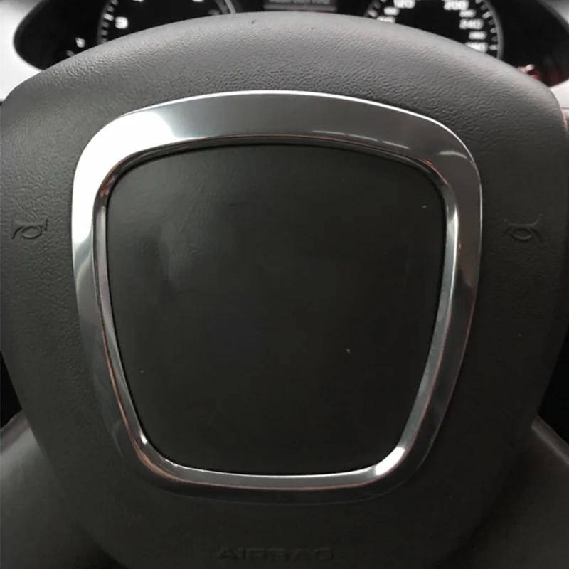 1PC Car Steering Wheel Trim Chrome Plated Auto Car Steering Wheel Frame Decorative Sleeve Replacement For Audi A3 8P S3 A4 B6 B7