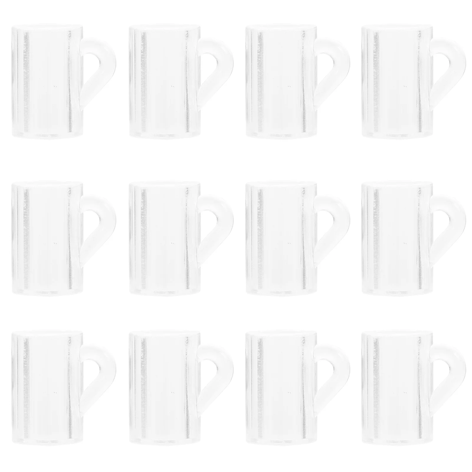 3PCS Mini Beer Mugs Transparent Handle Cups Realistic House Decorative Models Tiny Beverage Miniature Beer Cups