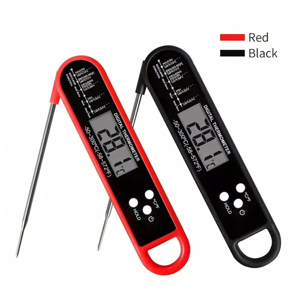 Digital Meat Thermometer with Foldable Probe Oil Thermometer Stem Meat Cooking Thermometer for Kitchen Outdoor Grilling and BBQ