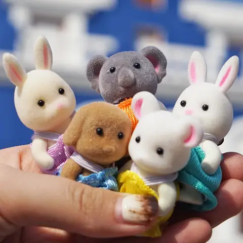 1:12 Simulering Skogsdjur Familj Kanin Panda Koala Ren Baby Dockhusfigurer Samlarleksak Möbelset Gåva 8 best sales Sylvanian familjens katter - №1