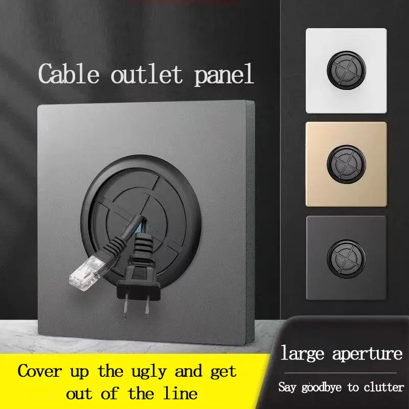 Blank Panel Black Outlet Hole Wall Plug Hole Through The Line White Board Cover 86 Type Wall Concealed Decorative Cover