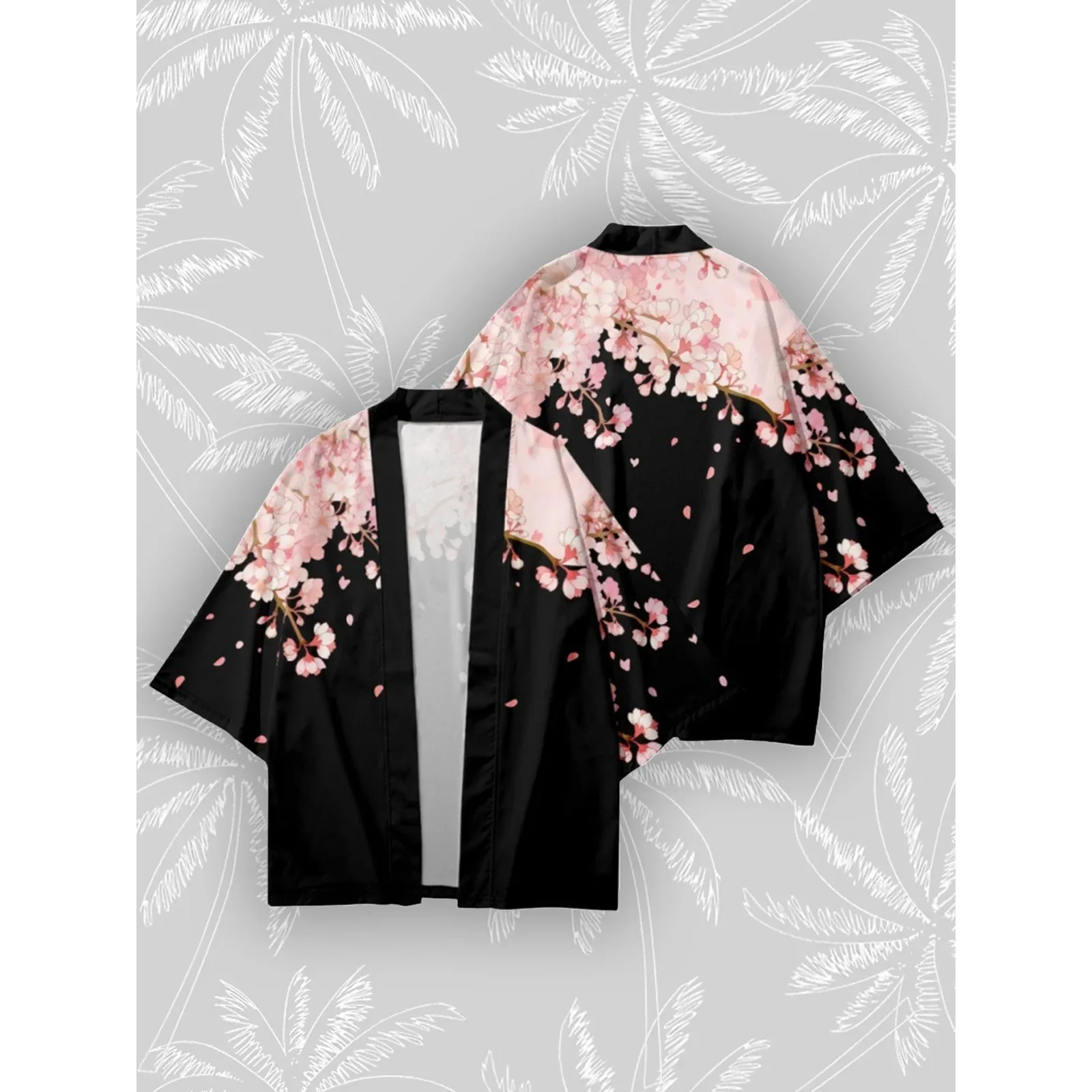 Sakura Kimono Damskie Letnie Modne Haori Yukata Męskie Japońskie Koszulki Plażowe Harajuku Kardigan Kimonos Hanbok Oversize Streetwear — zdjęcie 2