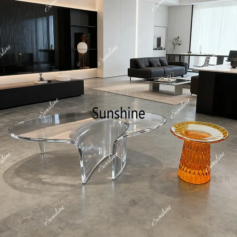 

Modern simple transparent resin coffee table light luxury living room small apartment sales hall designP