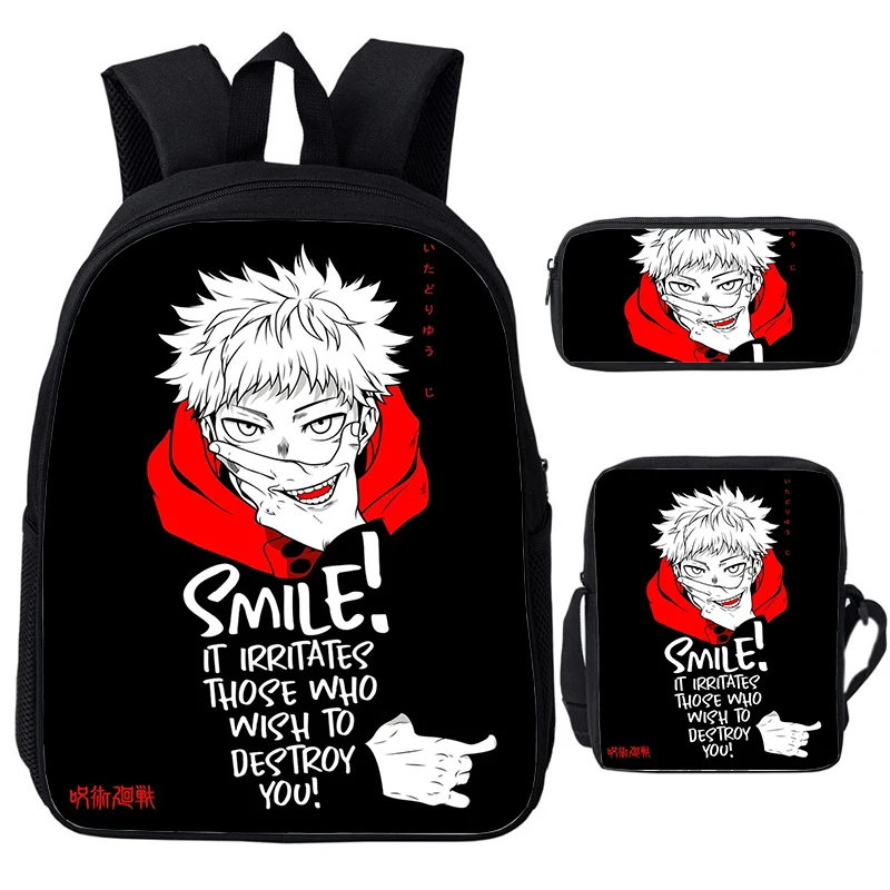 Anime Jujutsu Kaisen Backpack Gojo Satoru Cartoon Bags Student Schoolbag Boys Girls Rucksack Large Capacity Bookbag 3pcs Set