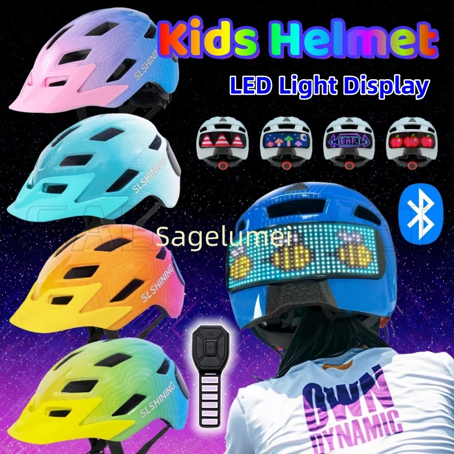 NEW LED Light Display Ground-breaking Kids Balance Bike Helmet Child's Whirlwinds Cycling Bicycle Safety Helmet Road Bike Helmet