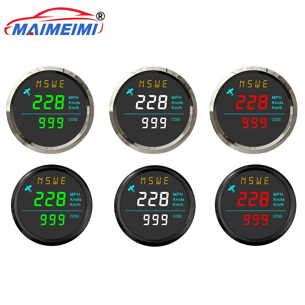 

52mm Marine GPS Speedometer with Compass for Ship Boats Yacht Universal 12V 24V without Odometer Green/White/Red