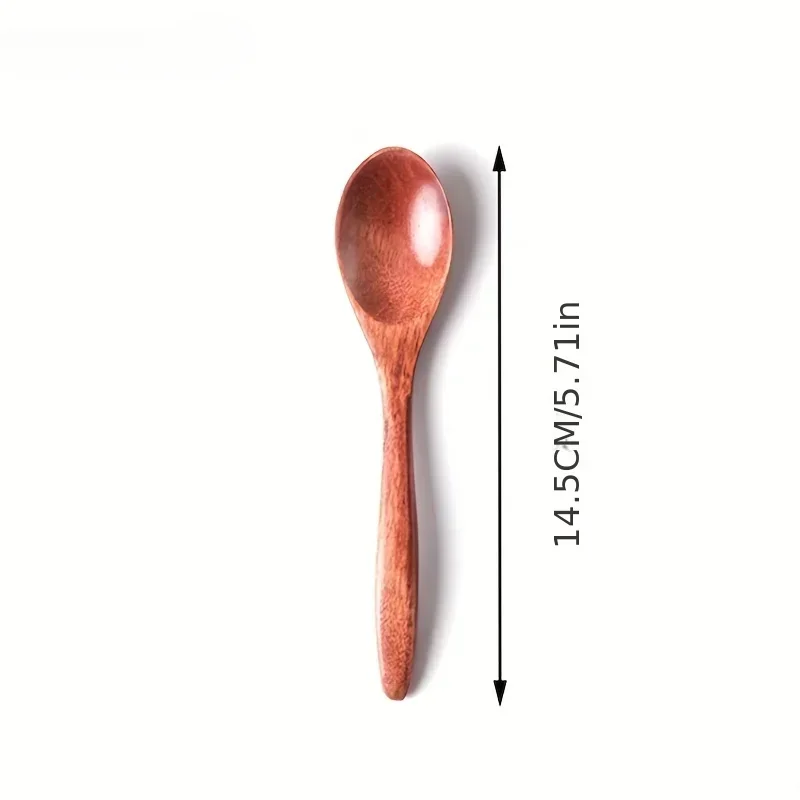 6PCS Wooden Tea Spoon Long Coffee Spoons Small Teaspoon Set Wood Honey Dessert Spoon Coffee Drink Stirrer Teaspoons Tableware