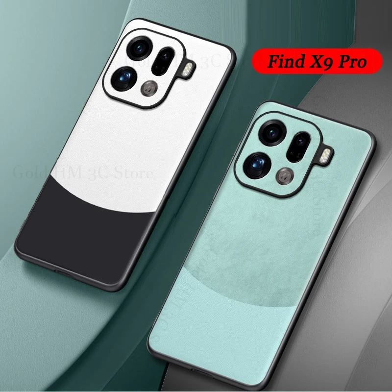 

For Oppo Find X9 Pro Spliced Leather Phone Shockproof Case Find X8 X7 Ultra Soft Silicone Bumper Cover Find X8S Plus X9 X6 Pro
