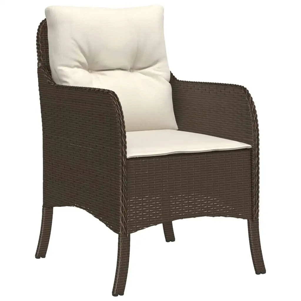 Set da pranzo da patio in polyrattan marrone da 5 pezzi con cuscini - Mobili da esterno eleganti