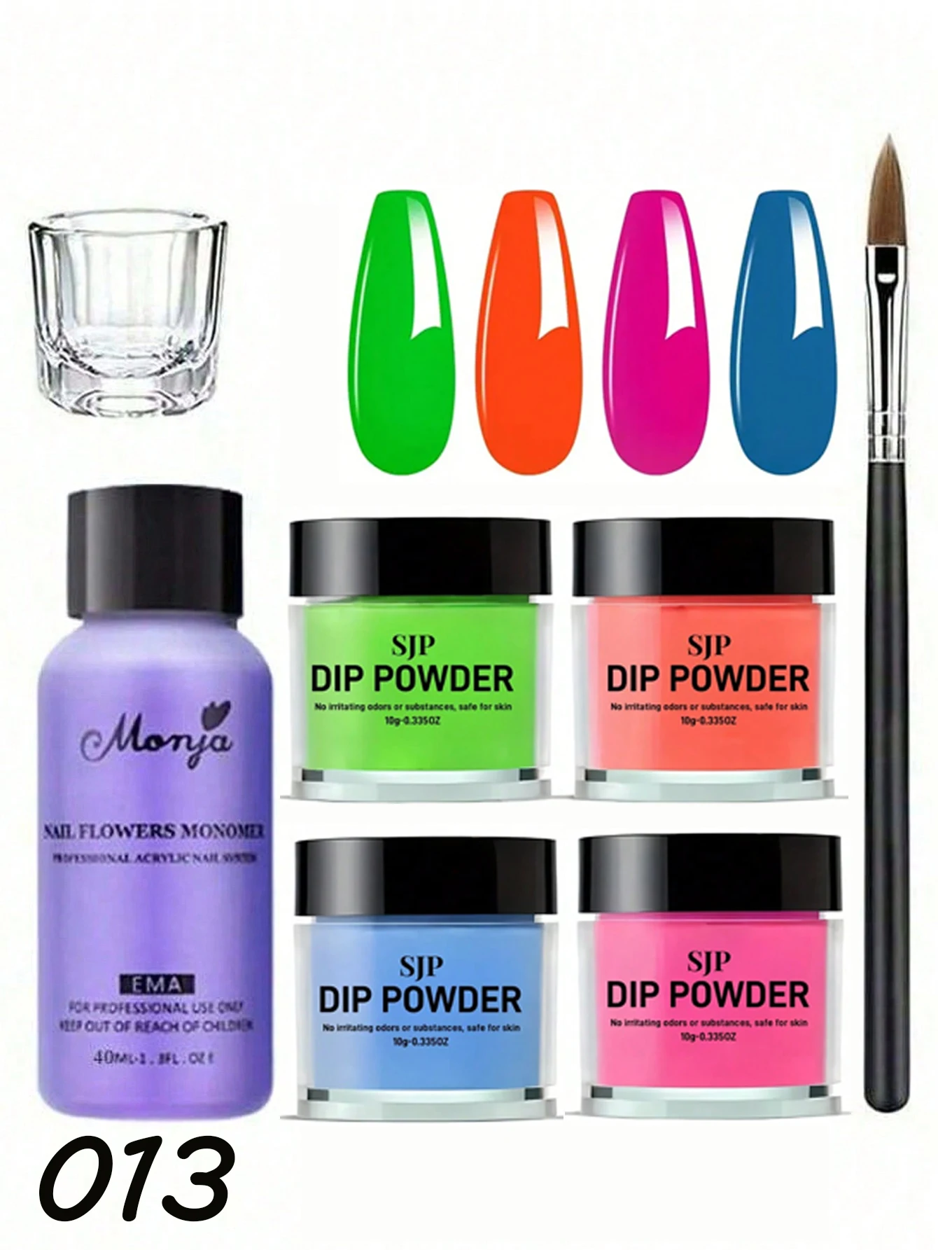 1/7pcs Summer Fluorescent Color Acrylic Powder Set, Crystal Acrylic Liquid Nail Art Set, Monomer Liquid Set with Nail Brush