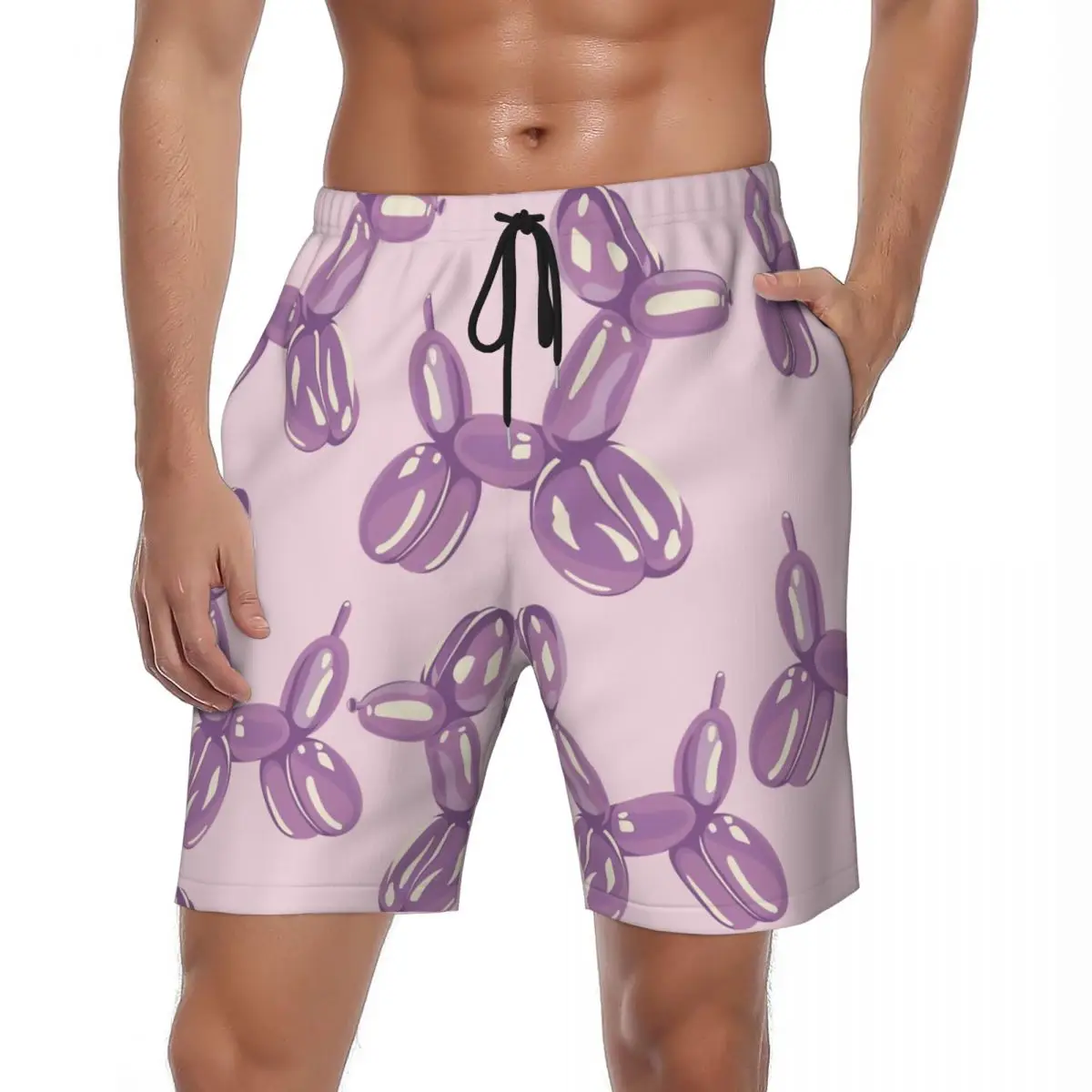 

Купальники фиолетового цвета с воздушным шаром, шорты для доски для собак, летние винтажные пляжные шорты с животными, мужская спортивная одежда с узором, быстросохнущие плавки