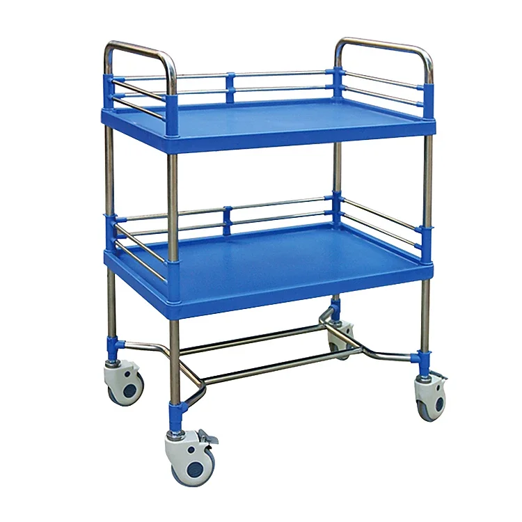 Cheap price Hebei factory hospital use 3 tiers abs plastic medical treatment trolley cart with drawer