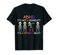 streetwear men t shirt harajuku ADHD It's Not A Disability ADHD It's A Different Ability Black T-Shirt for men off white  S-5XL