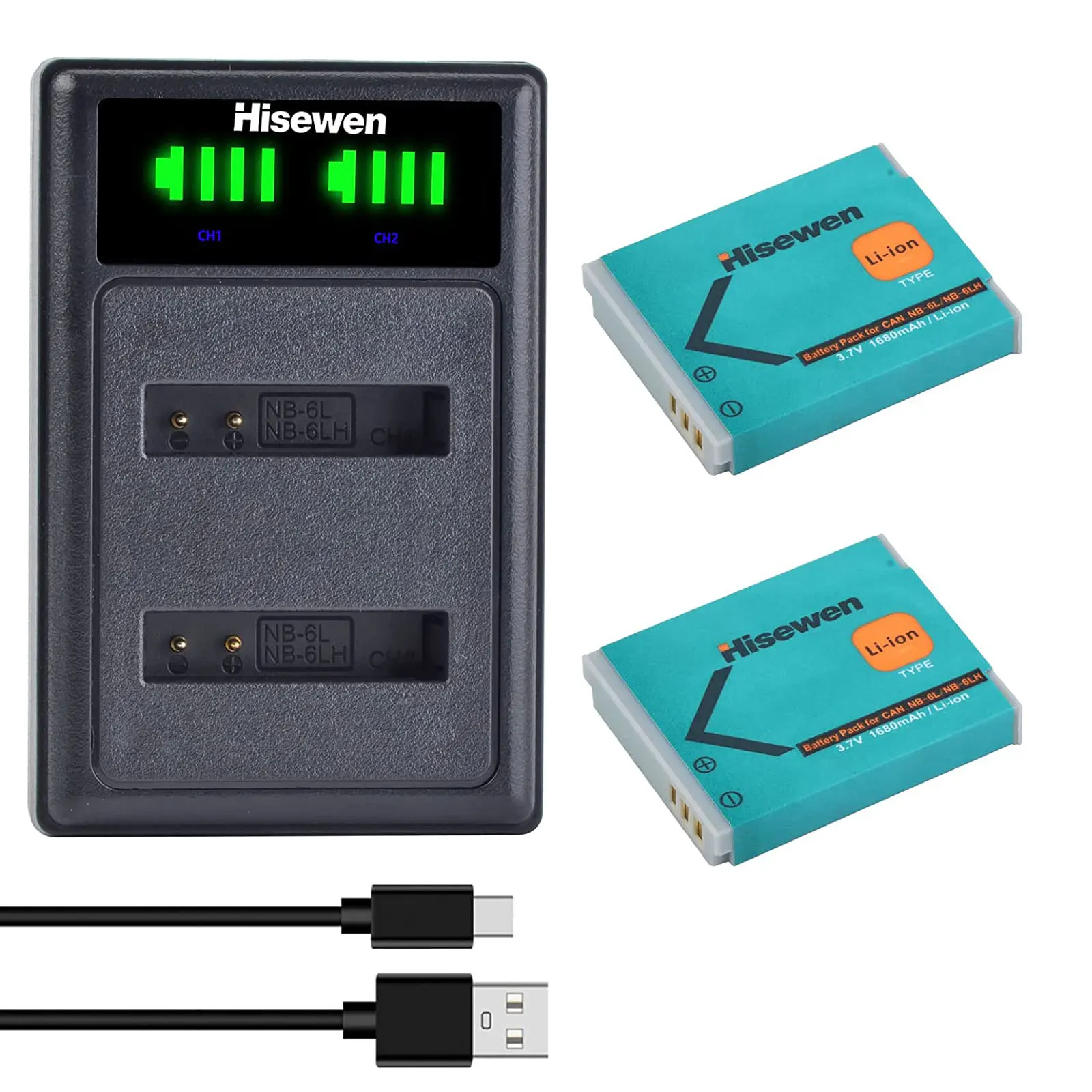2Pc 1680Mah NB-6L N…