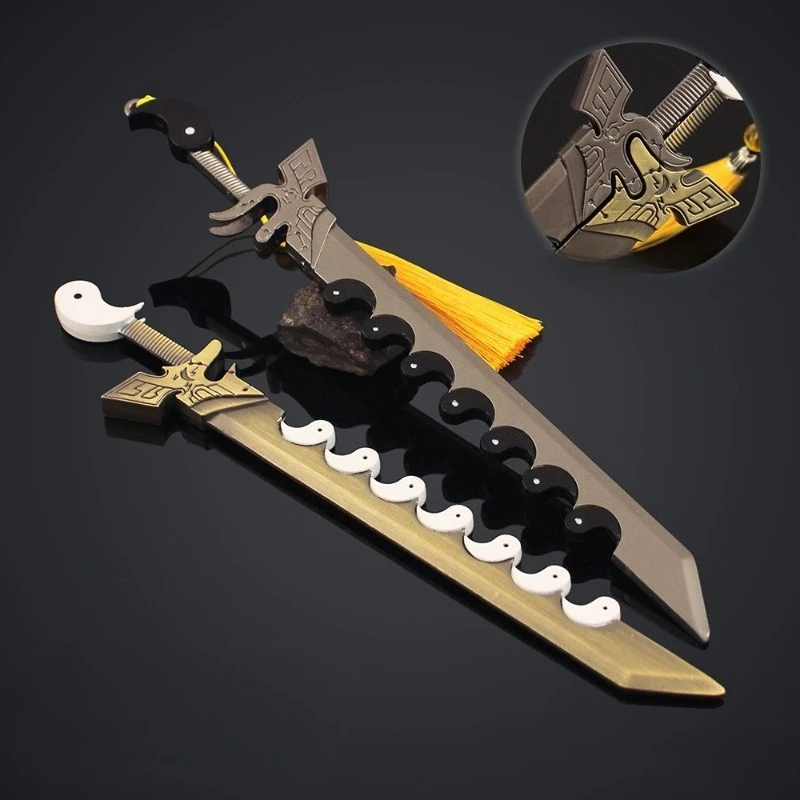 26cm/10.24in 고대 유명한 검 관련 제품 모델 태극권 음양 바구아 검 세트 금속 입상 Collectible Ornament Boy
