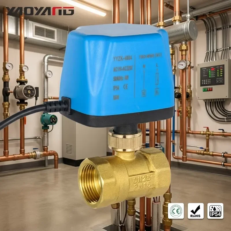 High Quality Electric Ball Valve Brass Body DN25 PN16 Motorized Valve AC220V High Temperature OEM Smart Home Water Control