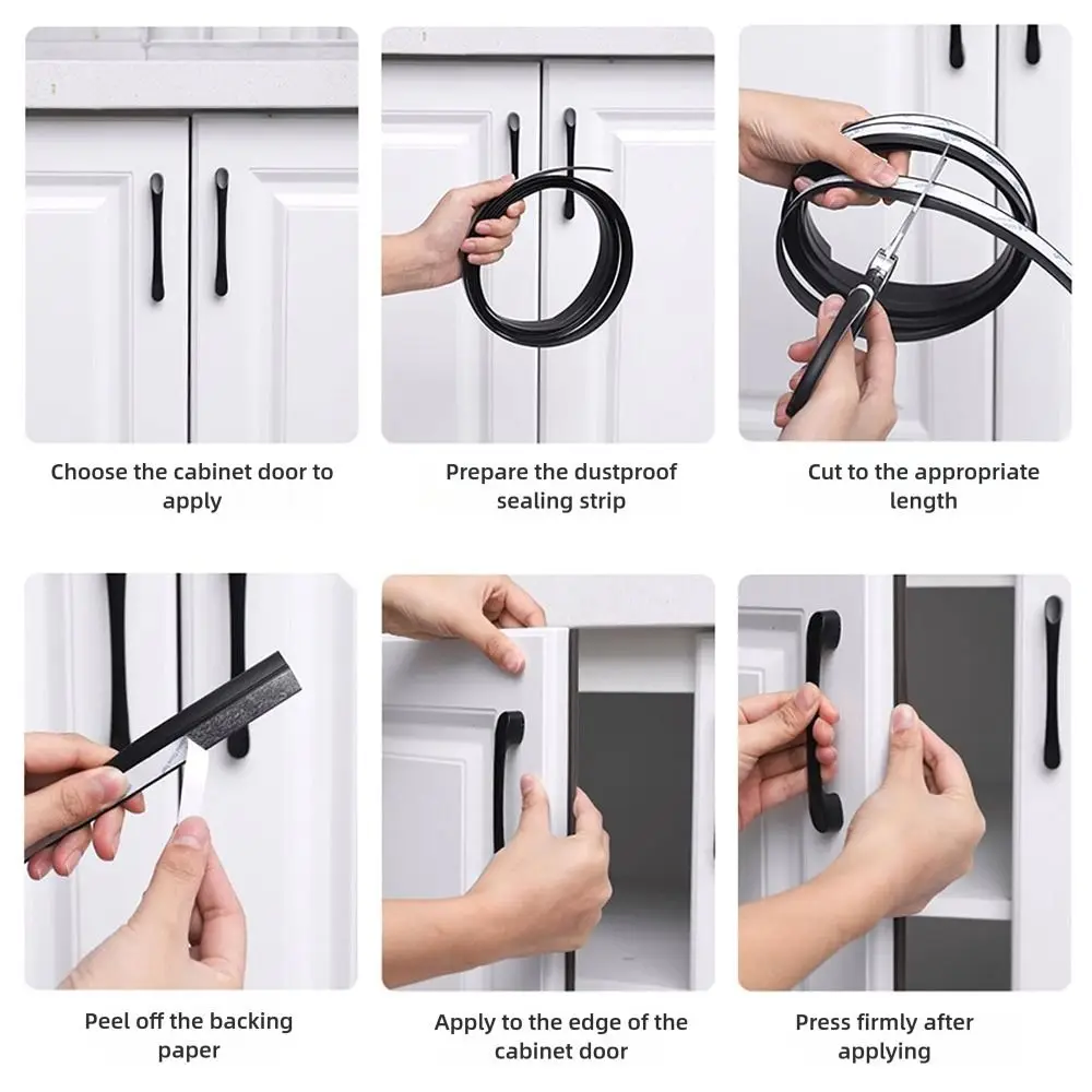 2.4M/2.8M Cabinet Door Strip Self-Adhesive T Shape Wardrobe Door Dust-proof Strip Insect-proof Silicone Blackout Strip Door Gap