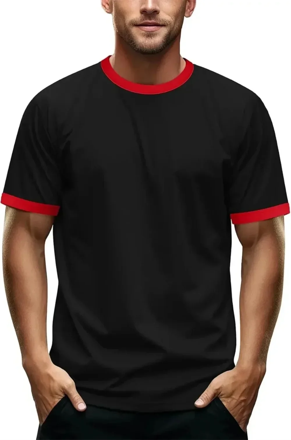 3D-Druck Retro Minimalistisches Einfarbiges Atmungsaktives Schnelltrocknendes Herren-T-Shirt Outdoor Street Fashion Lässige Eltern-Kind-Kleidung – Detail 3