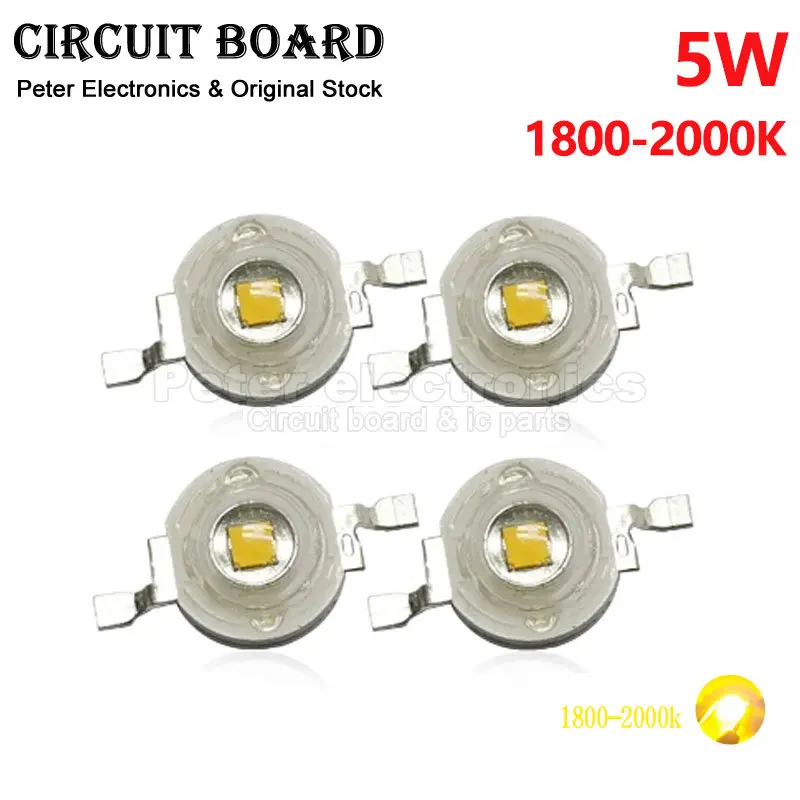 

50pcs 5W Gold Yellow Amber Light High Power LED Light-Emitting Diode 1800-2000K Chip Plant Light SpotLight Downlight Lamp Bulb