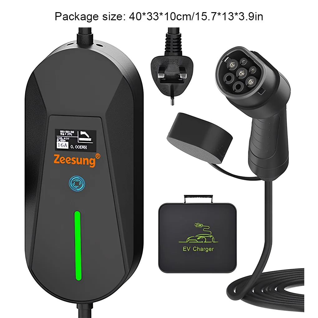3,5 kW tragbares EV-Ladegerät, 5 m Kabel, Typ 2, IEC62196/GB/T-Anschluss, 16 A, 1 Phase, Typ 2, Wallbox-Aufladung für Elektrofahrzeuge, UK-Stecker