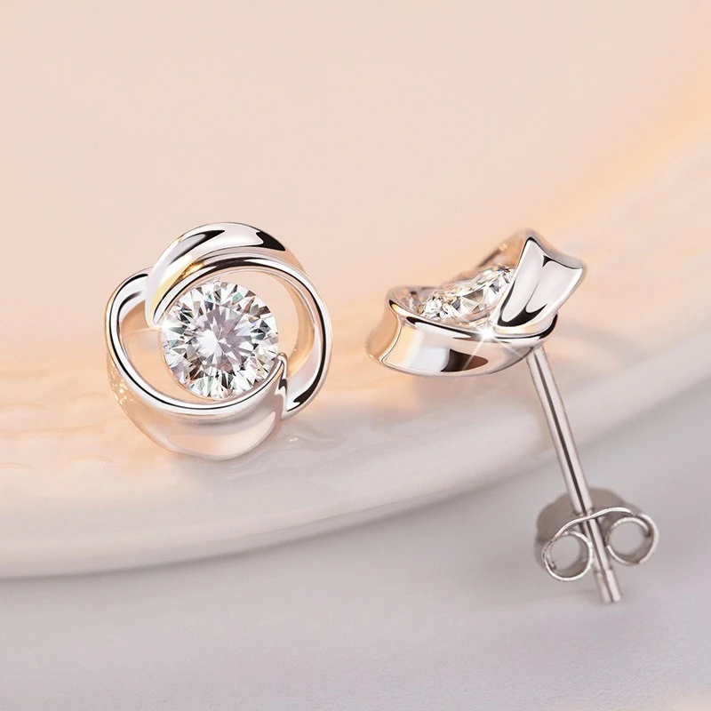 

925 Sterling Silver Earrings Women Sparkling Zirconium Long U-shaped Hoop Earring For Anniversary Wedding Jewelry Gifts