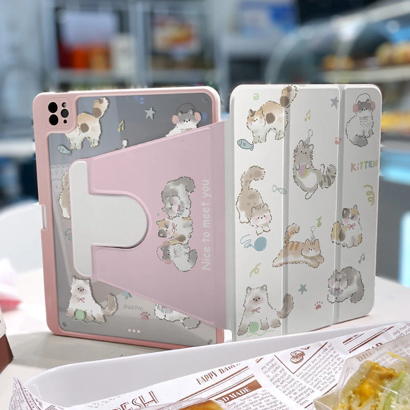 

Для iPad Pro 11 13 2024 12.9 2022 iPad 10th 10.9 Air 6th 5th 4th Funda для Apple iPad 9th 8th 7th 10.2 10.5 Вращающийся чехол Розовый
