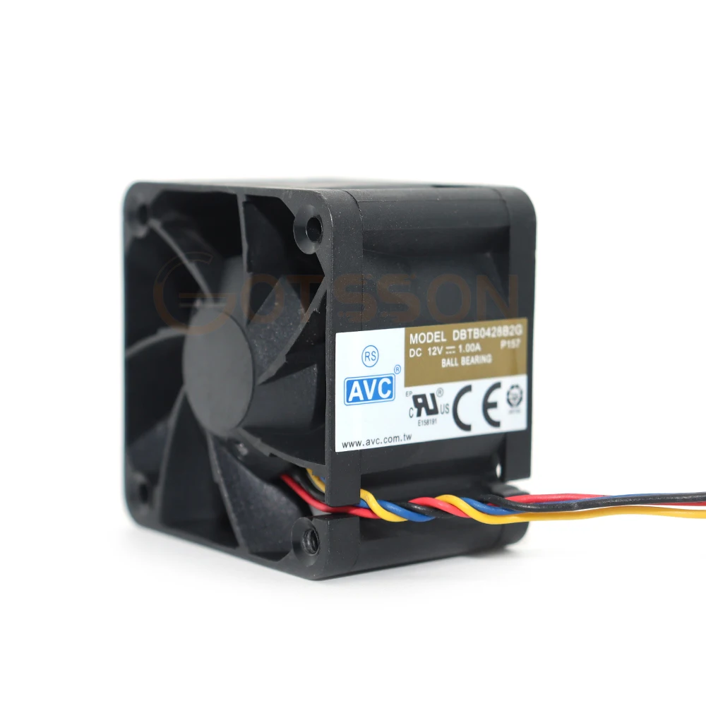 Ventilador de refrigeração poderoso para CPU, alta velocidade servidor fãs, rolamento de esferas dupla, 4 fios, 4Pin, PWM, 40mm, 12V, 1A, DBTB0428B2G, 40x40x28mm