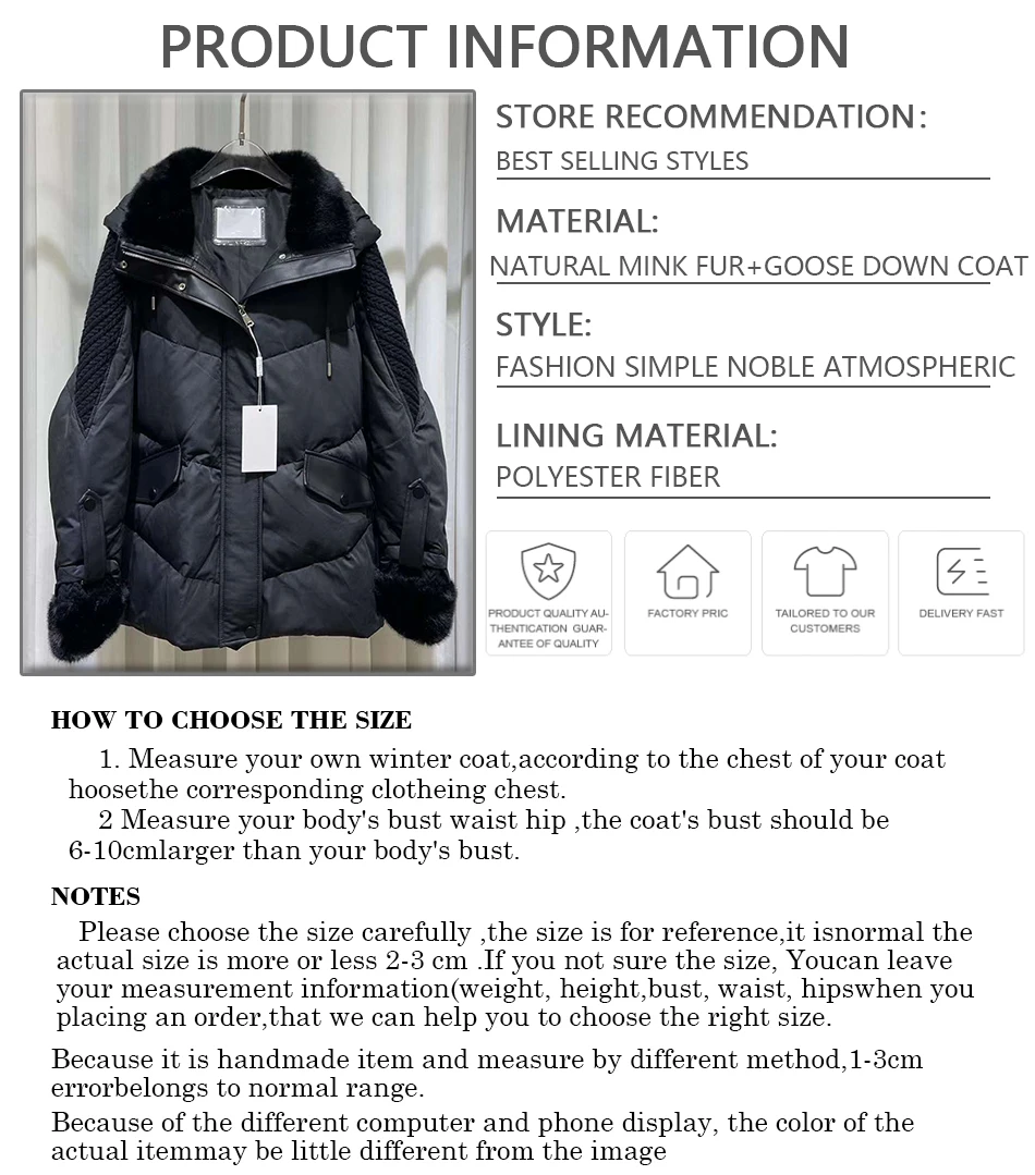 Puffer Jacket With Fur Hood Mink Fur Goose Down Jacket Female Winter 2024 New Luxury Real Fur Down Coat