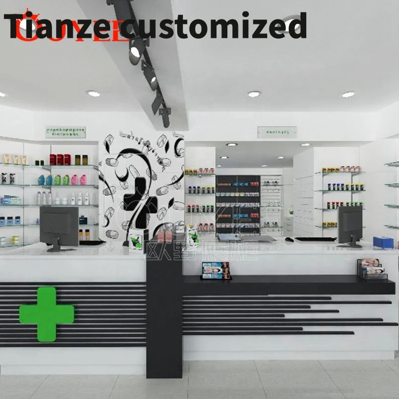 

Customized-High Quality Modern Medical Store Furniture Pharmacy Shop Counter Design Pharmacy Store Furniture Sale