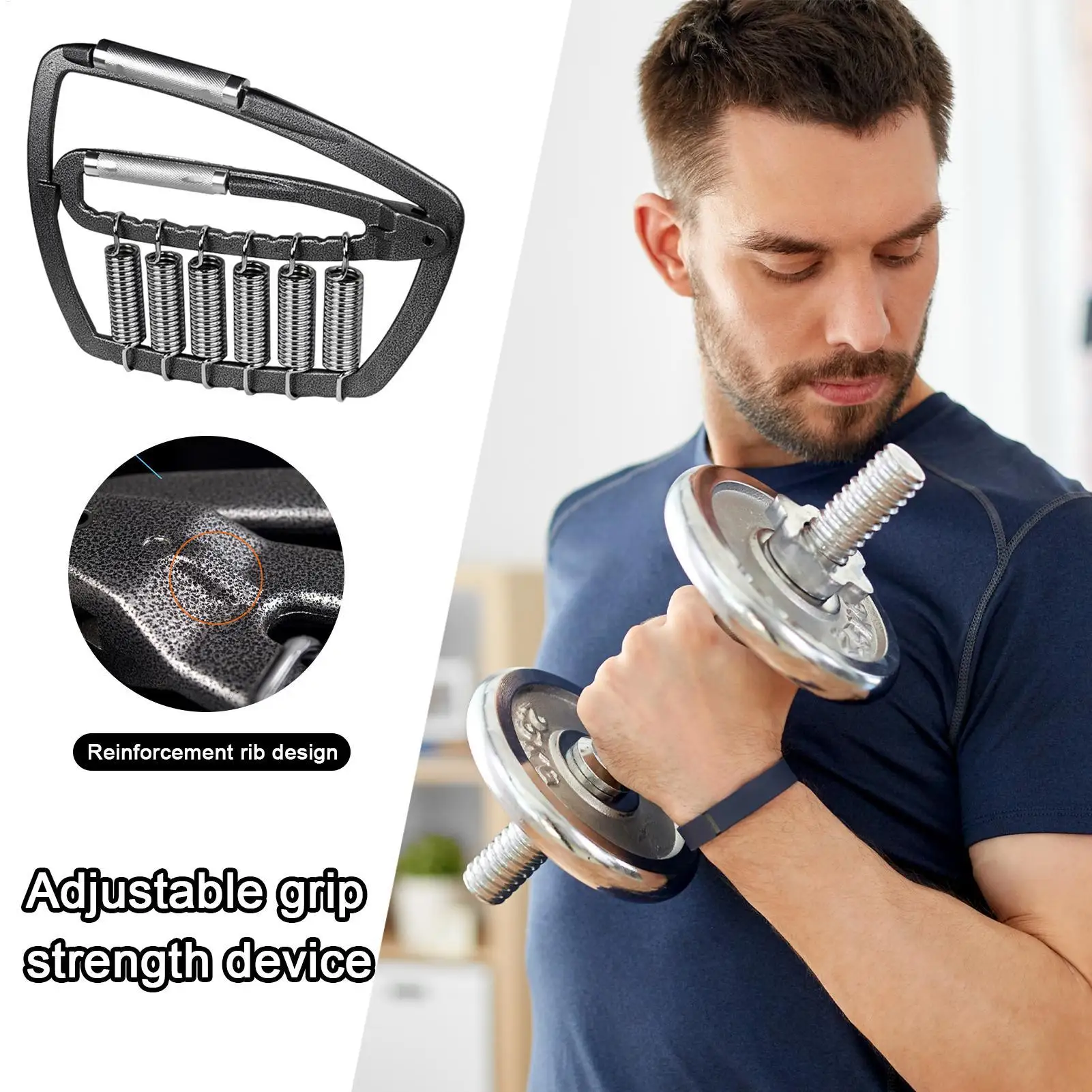 

Grip Strength Trainer Forearm Trainer 50-1000lb Adjustable Hand Strengthening Gripper For Boxing Tennis Climbing Gym Work Travel