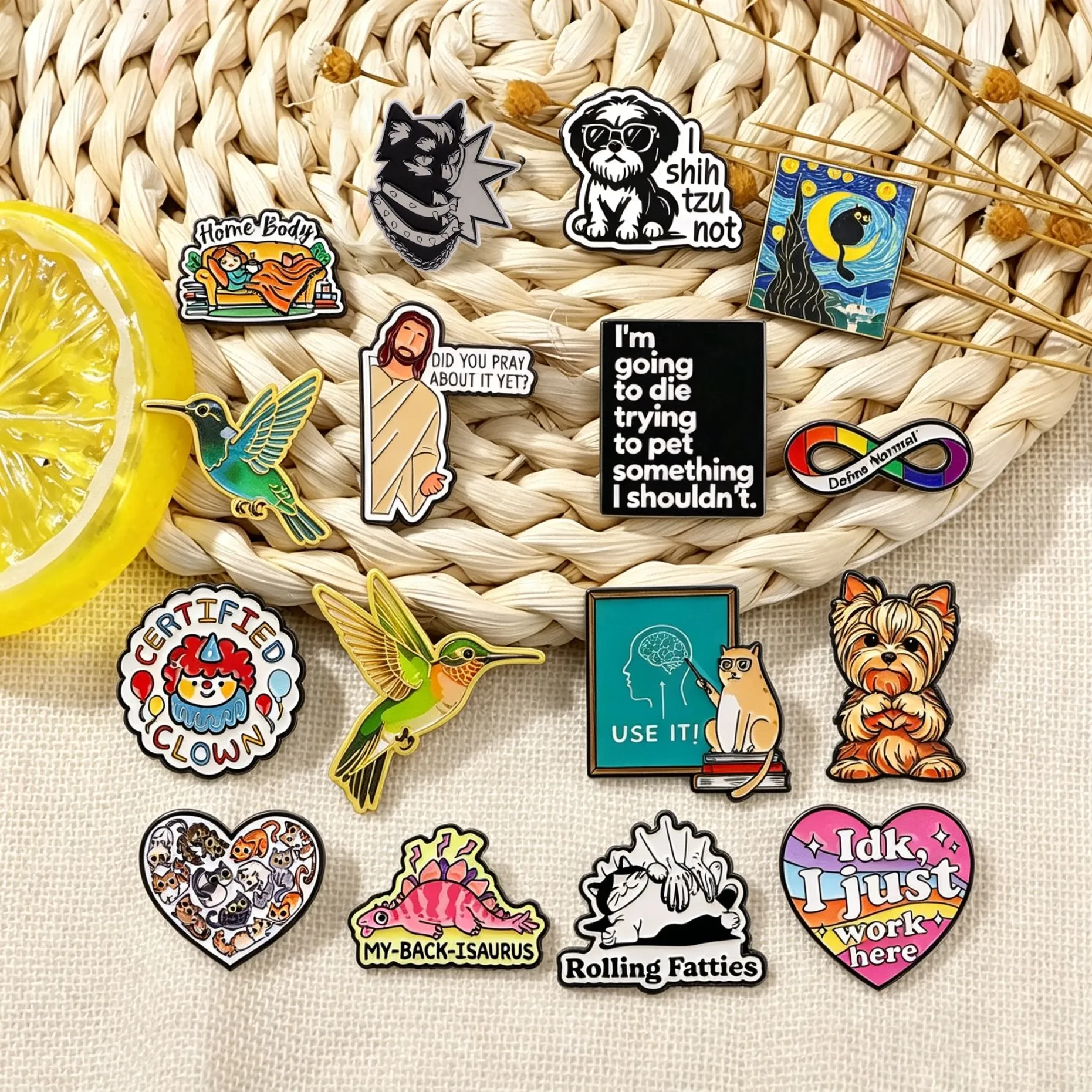 Funny Clown Enamel Pin Cute Dog Badge On Backpack Lapel Pins Cat Brooches for Jackets Cosplay Accessories Gift Toys