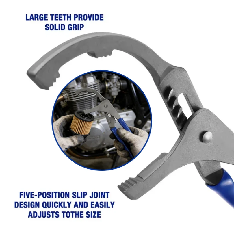 

9/12 Inch Oil Filter Pliers Clamp Type Wrench Adjustable Hand Tool for Oil Change Removal Heavy Duty Steel Automotive Equipment