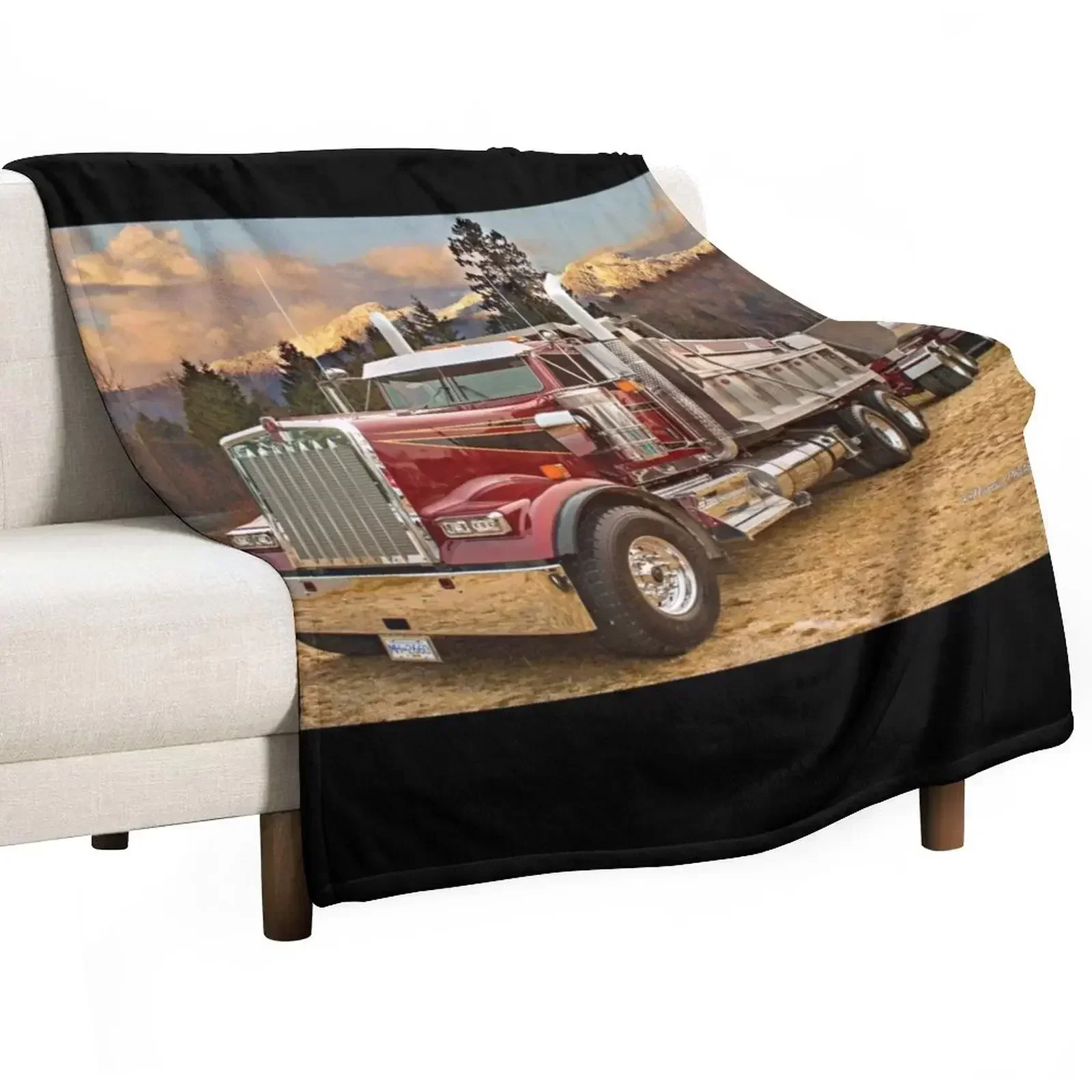 

Kenworth End Dump and Mission Moutains Throw Blanket Durable Warm Blanket for Daily Home Use