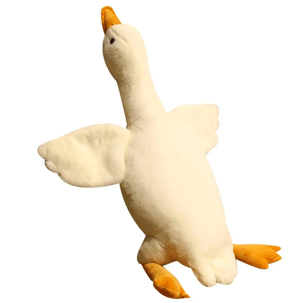 Desenhos animados White Goose Doll Pillow para crianças, brinquedo de pelúcia, travesseiro do sono, espreguiçadeira, brinquedo de pato recheado, presente de aniversário para meninas