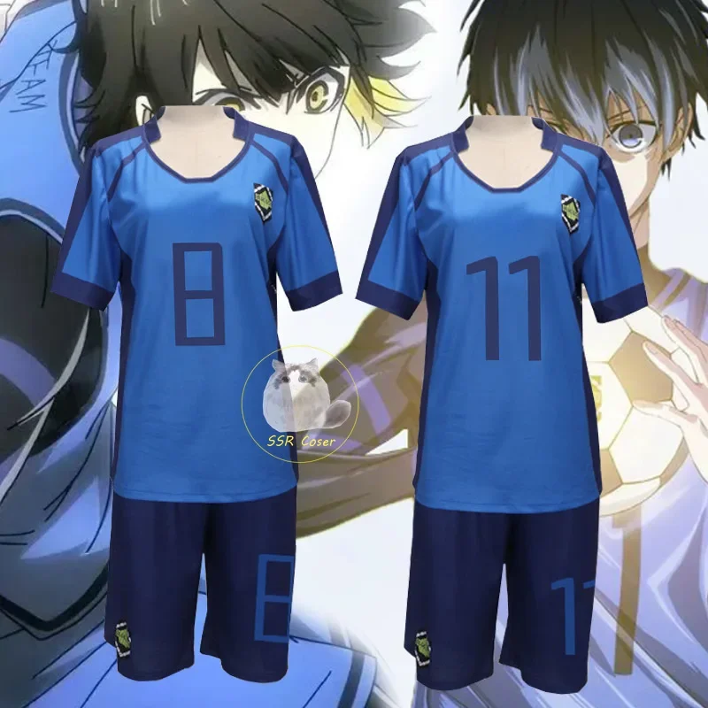 RT01 Bachira Meguru disfraz de Cosplay Isagi Yoichi Cosplay Anime Blue Lock Jersey Club de fútbol ropa deportiva uniforme conjunto para hombres y Gf1