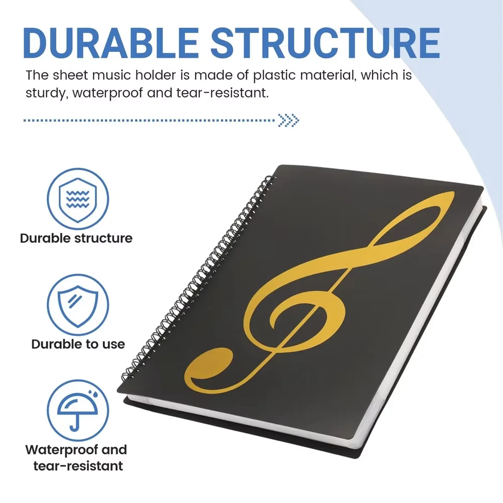 Flexible 40 Pages Piano Music Score Folder A4 Music Book Clip Sheet Note Folder Piano Paper Sheets Music Binder For Practice