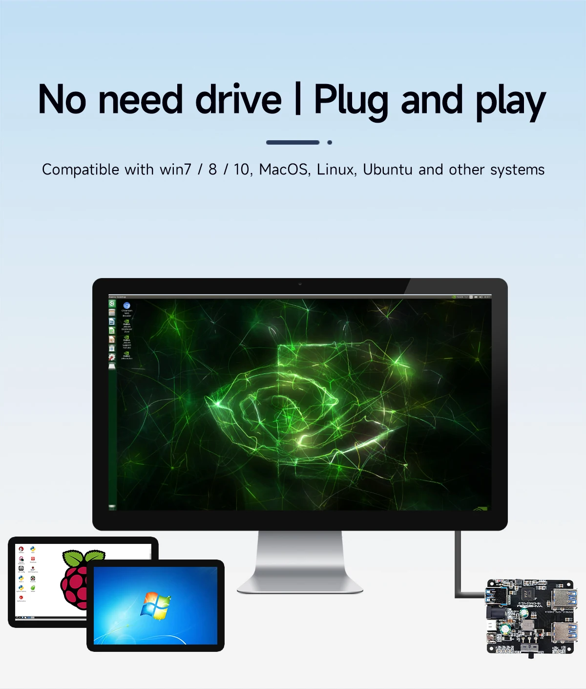 USB-Hub 3.0 Multi-USB-Splitter, 4 USB-Anschlüsse mit Micro-Ladeleistung, 9–24 V Stromversorgung für Raspberry Pi 5/4B Jetson Ros Roboterausrüstung – Detail 9