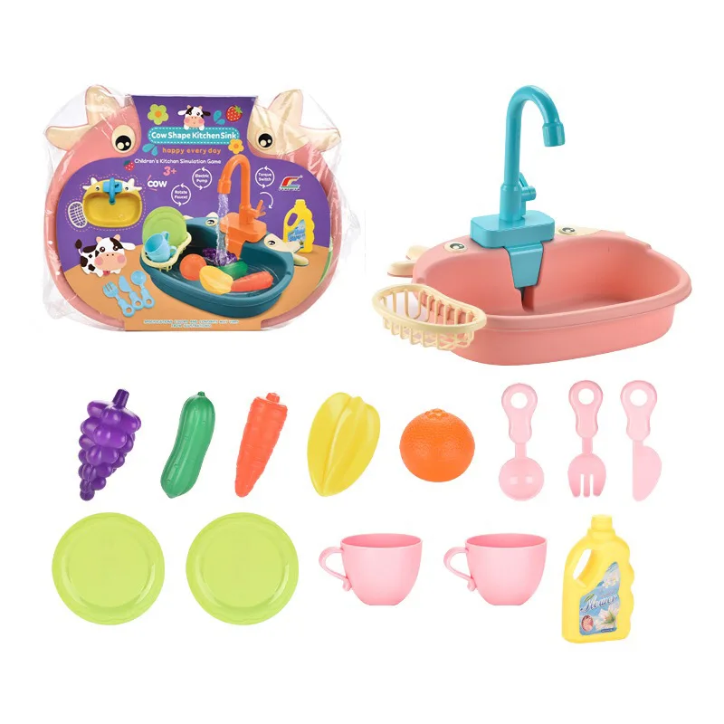 ミニキッチンおもちゃごっこ遊び子供用キッチンシンクおもちゃシミュレーション電動食器洗い機ハウスおもちゃセット子供ロールプレイ女の子おもちゃ