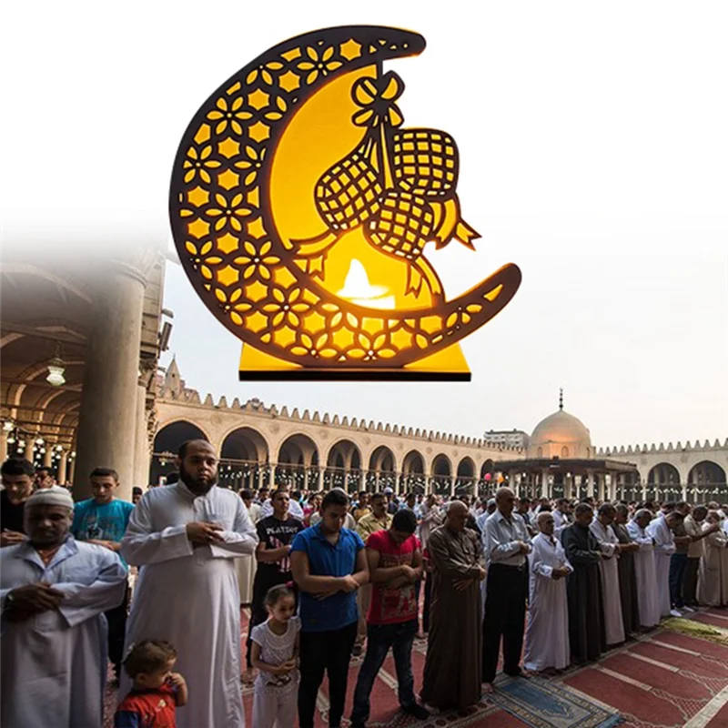 BAAG-مصباح زخرفة الحرف الخشبية لمهرجان الشرق الأوسط، مصباح ديكور للعيد، مصابيح زخرفية LED على شكل قمر، متينة وسهلة التركيب