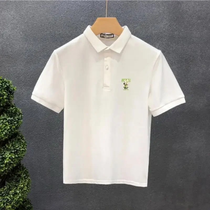 

Белый Черный Принт O Шеи с Воротником Футболка для Мужчин 5xl Мужская Одежда 2025 Slim Fit Свободные Оригинальные Оптовые Мужские Рубашки Поло