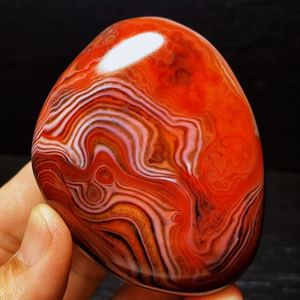 4PC Vibrant Color Banded Agate Palm Stone, Tumbled Polished, Authentic Stone, Jewelry Making, Natural Stone, Crystal Collection