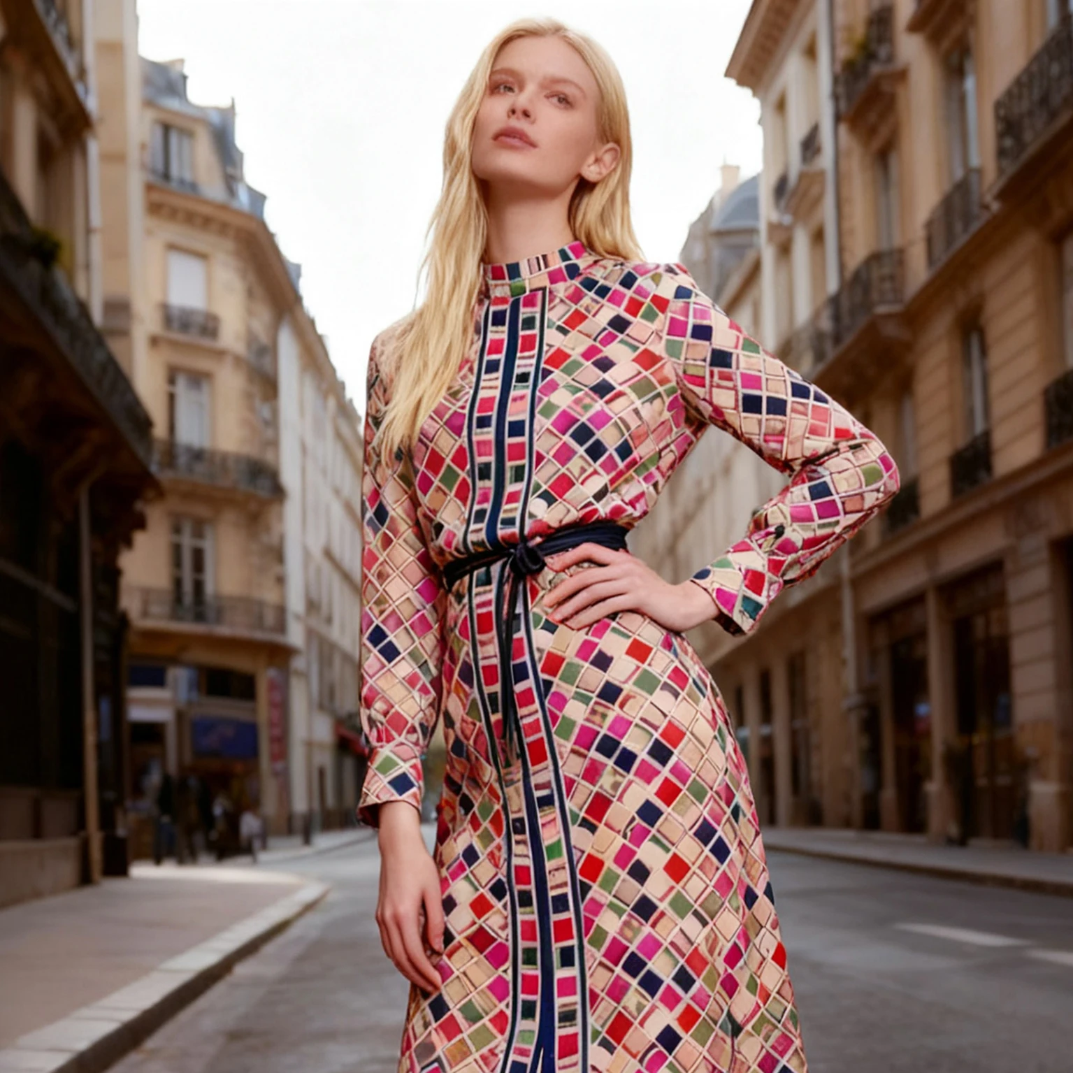 Women's Dress 2025 Autumn Long Sleeve A-line Shirt Skirt