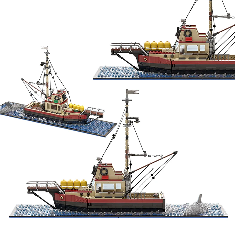 MOC Sea Vehicles Bricks Ship Series Building Blocks Fishing Boat Model DIY Assembly Toys For Adult Childrens Kids Birthday Gifts