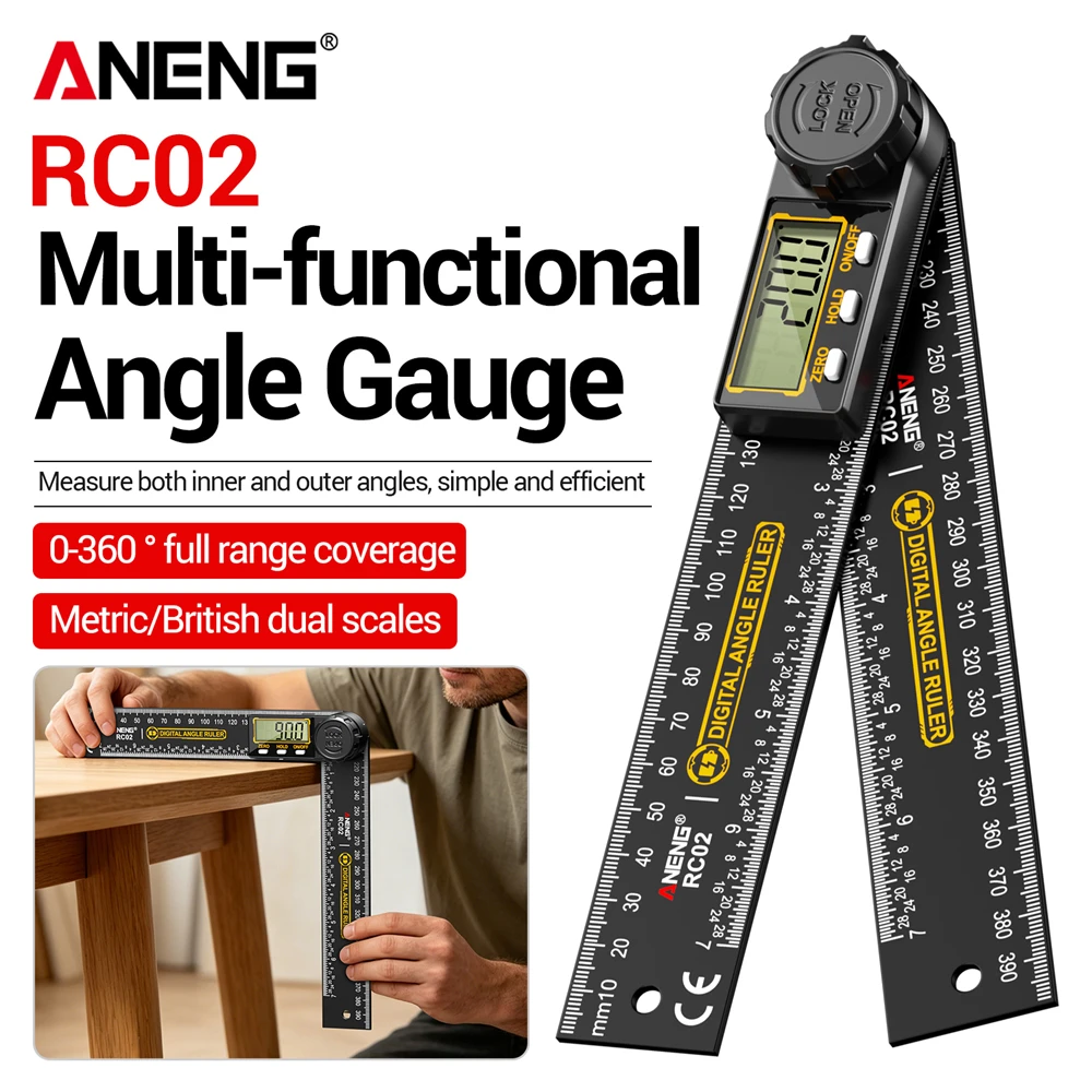 ANENG RC02 Digital Electronic Protractor 360° Smart Inclinometer Angle Goniometer Angle Finder Woodworking Angle Gauge Tool