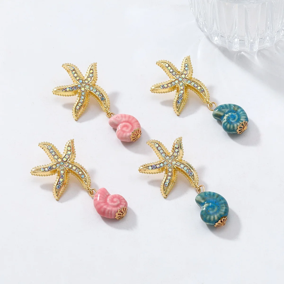 

Fashionable Summer Cool Ocean Wind Alloy Sea Star Conch Earrings Beach Party Jewelry Women Drop Trend Earrings