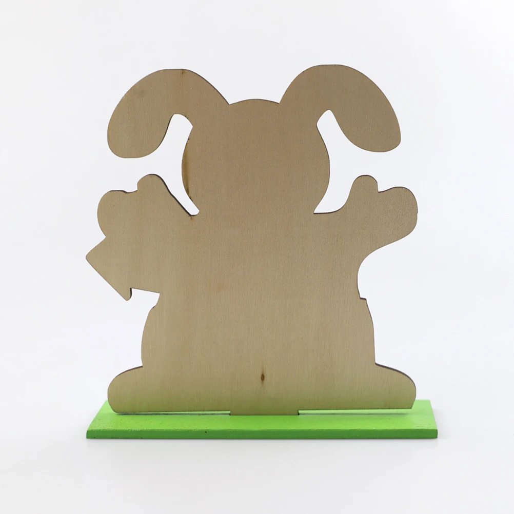 

Charming Easter Bunny Decor Adorable Wooden Rabbit Craft Bright Colors Lovely Pattern Sturdy Reusable Desktop