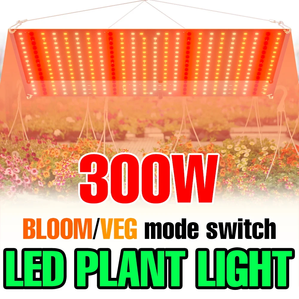 

300W LED Grow Lights Full Spectrum 100-277V Quantum Plate Plant Fill Lamp Indoor Flower Potted Cultivation Lighting US/EU Plug